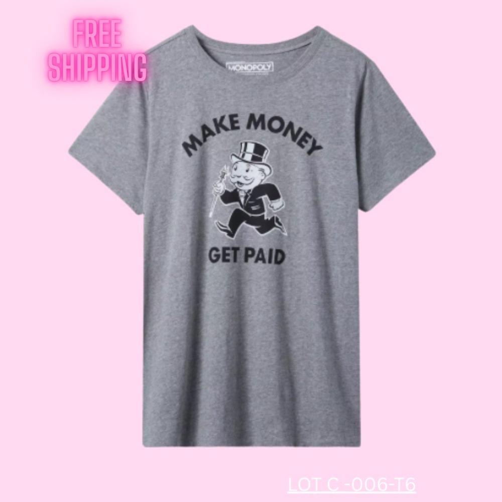 Torrid Monopoly Classic-Fit Crew Tee (Monopoly Money Heather Grey) – Size 6